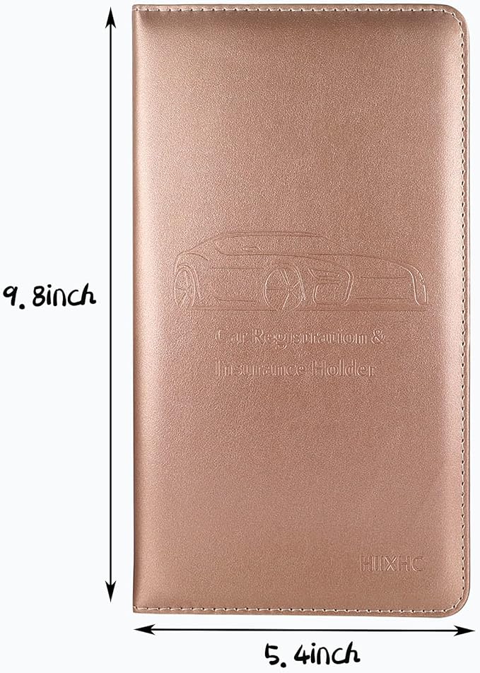Car Registration and Insurance Card Holder - Leather Vehicle Glove Box Automobile Documents Paperwork Wallet Case Organizer for ID, Driver's License, Key Contact Information Cards - Men&Women