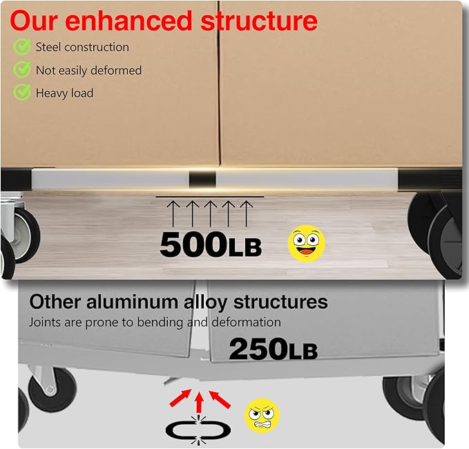 3 in 1 Convertible Hand Truck Dolly Cart with Wheels Collapsible/Folding handtruck Dolly / 2 Straps/Adjustable Height/for Luggages/Cartons/Warehouse/Supermarket/Office / 500 Lbs Load