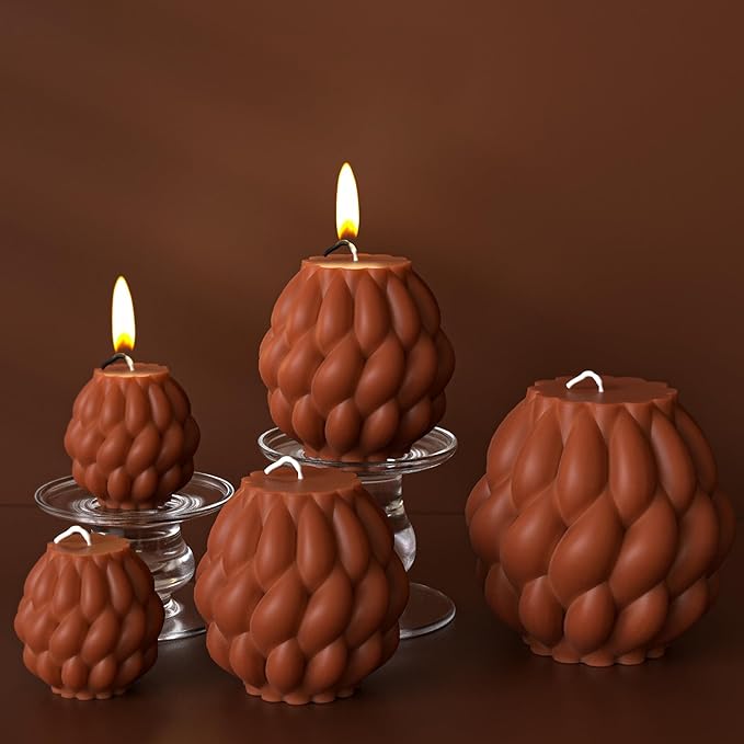 3 Pack Spiral Ball Cylinder Soap & Candle Mold - Silicone 3D Molds for Candy & Home Decor - Resin Casting & Making Molds
