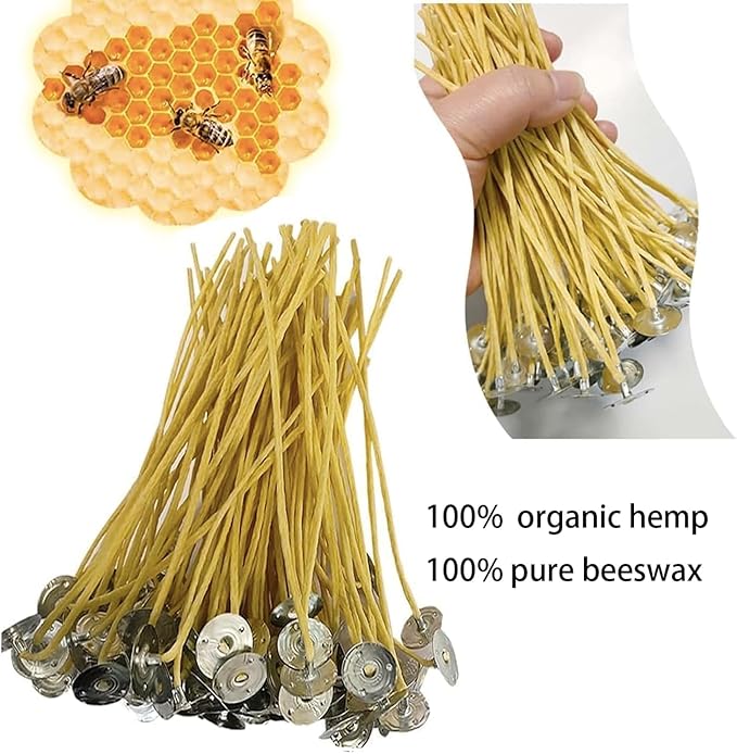 Candle Wicks 200 PCS 6 inch Hemp Candle Wicks 2.5mm Organic Beeswax Candle Wicks for Candle Making Edible Candle Wick for Butter Candle Hemp Candle Wick