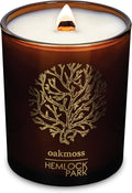 Hemlock Park Amber & Gold Wood Wick Candle Handcrafted with Natural Coconut Wax (Standard 7.2 oz, Oakmoss)