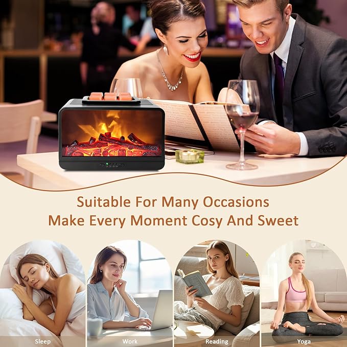 Wax Melt Warmer for Scented Wax - 3D Dynamic Flame Fireplace Electric Wax Warmer, Wax Melter with 4 Timer, PTC Heating Wax Warmer for Home Decor Women Mom Gift
