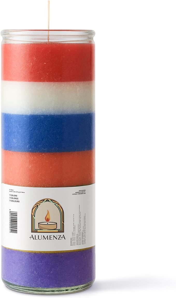 3 Pack 7 Color 7 Day Candles in Glass Jar – Paraffin Wax, Clean Burning Unscented | Large & Tall Devotional Prayer Pillar Candles for Home, Memorial, Spells, Long Lasting