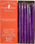 D'light Online Elegant 10" Unscented Purple Taper Candles, Premium Quality Hand-Dipped Tapered Candles, Dripless Tapers and Smokeless - Individually Wrapped (10 Inch, Purple)