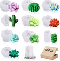 MGLIFEUL 10Pcs Succulent Cactus Plant Flower Silicone Resin Candle Soap Mold for Scented Candles Resin Soap Making Molds 3D Silicone Shapes Moldes De