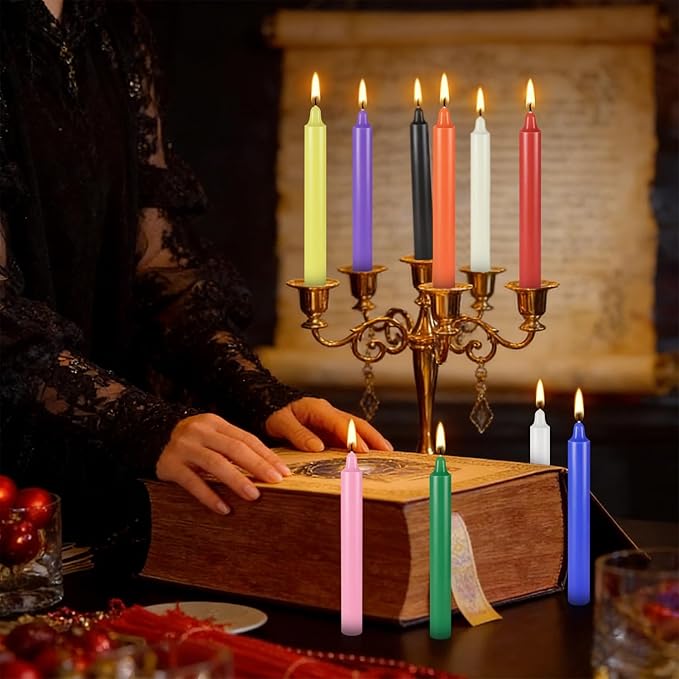 40 Pack Assorted Color Spell Chime Candles-4 Inch Mini Taper Candles-10 Colored Taper Candle,Long Burning Ritual Candles for Home Decor Kitchen Wedding Decoration,Witches & Spiritual Practices