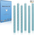 Dripless Blue Spiral Taper Candles Smokeless Long Lasting Burn10 Inch Roman Column Candlesticks for Home Décor Dinner Parties Romantic Evenings