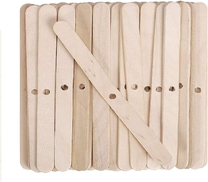 DINGPAI 100pcs Wooden Candle Wick Holders, Candle Wick Centering Devices for Candle Making, Candle Wick Bars, Wick Clips for Canld Centering Tool