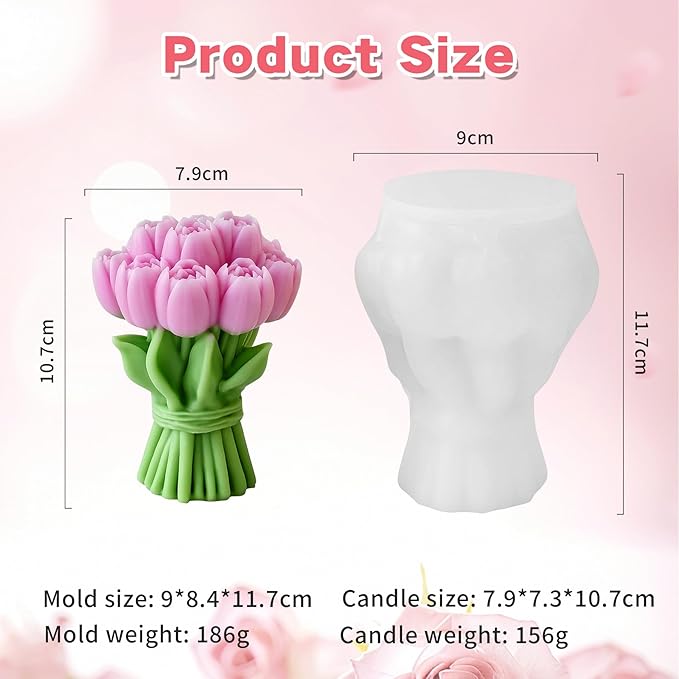 Tulip Candle Silicone Molds Resin Casting Mould for DIY Flower Shaped Candles Polymer Clay Craft Plaster Home Decoration