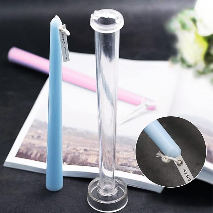 1-Pack Classic Tall Taper Candle Mold,Clear Plastic Pillar Candlestick Mold for Church Christmas Candlelight Dinner Valentine's Day (10.24inch)