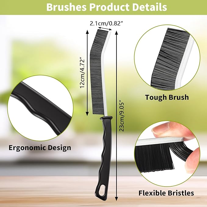 Crevice Cleaning Brush,Multifunctional Cleaning Brush Tool,Bathroom Gap Brush,Grout Brush,Hard Bristle Cleaning Brushes for Household Use Tiles Kitchen Sink Cleaning Supplies with Extra Gift Hooks