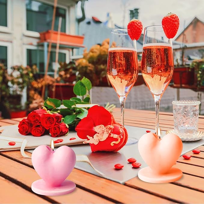 Heart-Shaped Candle Mold with Base, Silicone Mold for DIY Candle Making, Romantic Heart Design for Valentine’s Day and Gift Crafting