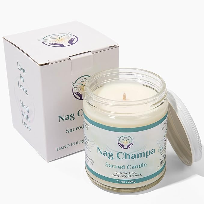 White Sage Candles for Cleansing House Chakra Healing | Energy Cleansing Smudge Candle | Natural Aromatherapy Candle | Sage for Cleansing House Negative Energy (7 oz) (Nag Champa)