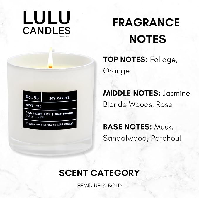 Lulu Candles | Sexy Gal | Luxury Scented Soy Jar Candle | Hand Poured in The USA | Highly Scented & Long Lasting (9 Oz.)