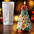 3D Christmas Tree Silicone Candle Soap Epoxy Resin Wax Mold Silicone Shapes Christmas Trees Mold for Candle Resin Soap Craft Cake Chocolate Making Kit Christmas Gift (Flower Christmas Tree)