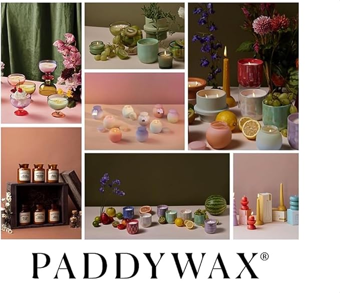 Paddywax Eco Collection Scented Soy Wax Candle in Glass Jar, Mandarin & Lavender Fragrance, Green Vessel with Wood Lid, 8 oz