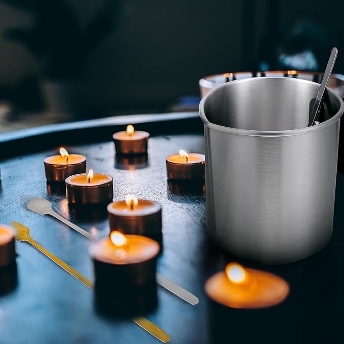 OATIPHO Stainless Steel Candle Melting Pot DIY Scented Candle Kit Wax Pouring Cup for Family Crafting and Wax Melting Random Color