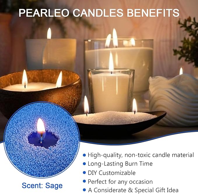 Granula Pearled Candle 18oz(1.1lb)–MANNYCOM Dark Blue Sage Forest Scented with 30 Cotton Wicks Refillable Candles Burns up to 110 Hours - Perfect for Home Decorative DIY