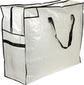Household Essentials 2622 MightyStor Large Storage Bag with Handles | Clothing and Linen Storage Bag | White Tarp with Black Trim (Pack of 12)