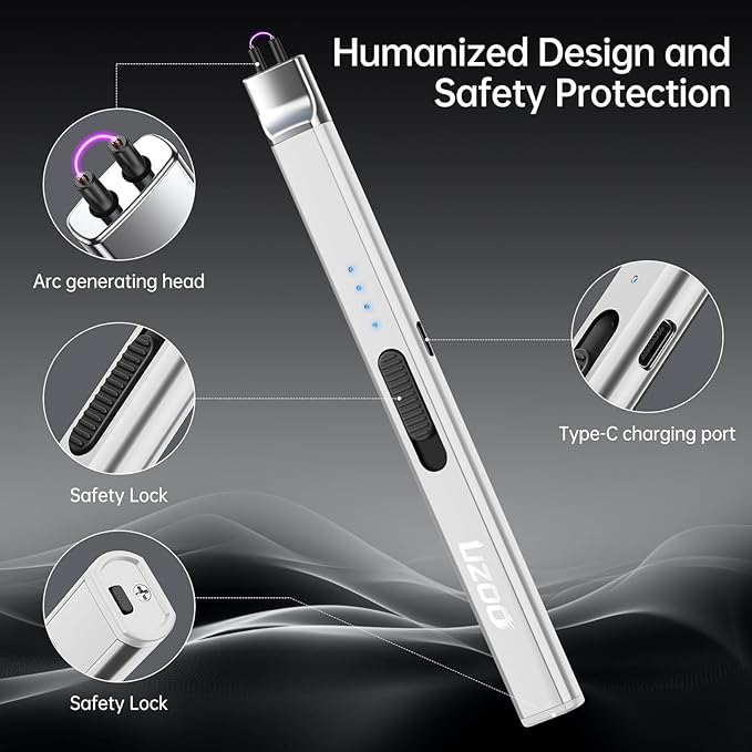2 PCS Electric Lighter, Rechargeable Arc Lighter, 360° Flexible Neck Flameless Grill Long Lighters for Candle Aromatherapy Camping BBQ Gas Stoves-Silver