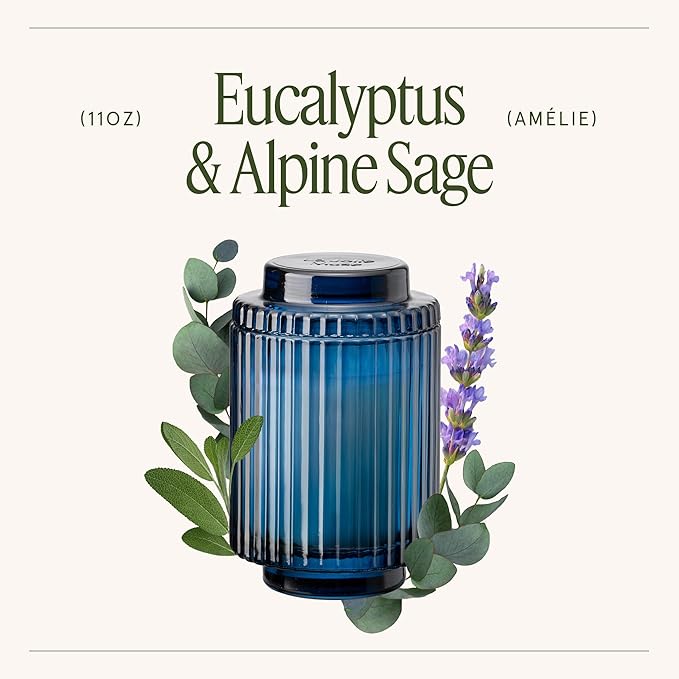 LA JOLIE MUSE Eucalyptus & Rosemary Scented Candle - Aromatherapy Candle for Relaxation, Natural Soy Wax, Glass Jar Candles for Gift and Home Decor, 80 Hours Long Burning, 12.3oz