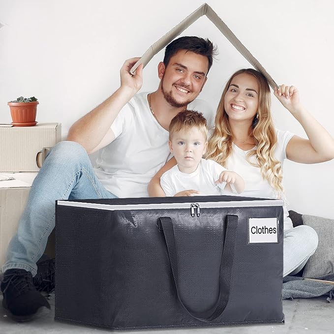 Fabspace Moving Bags Heavy Duty with Strong Zippers and Handles Collapsible Moving Supplies, Storage Totes for Packing & Moving Storing 125L 6Pack