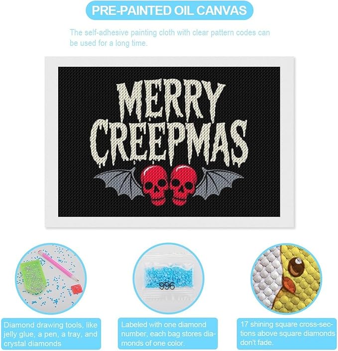 AIVKIEJK Diamond Painting Kits for Adults - Halloween & Christmas Gothic Ghost Christmas Painting DIY 5D Full Drill Diamond Dots Paintings with Diamonds Gem Art and Crafts Home Decor 8"x12"