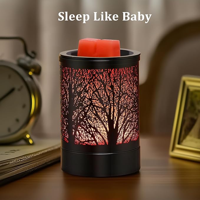 Enaroma Fragrance Wax Melts Warmer with 7 Colors LED Changing Light Classic Black Forest Design Scent Oil Candle Warmer for Home Black Forest