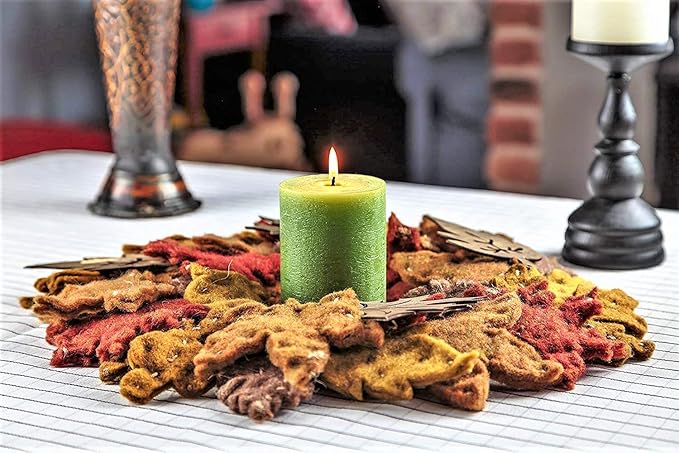 Melt Candle Company Set of 3 Pillar Candles 3" x 4" Unscented Handpoured Weddings, Home Decoration, Restaurants, Spa, Church Smokeless Cotton Wick - Green