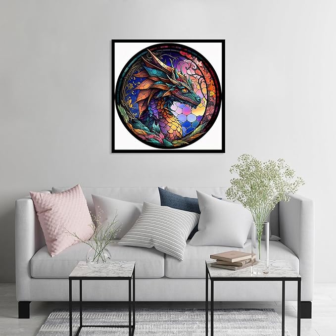 Meothan Paint by Number for Adults, Colorful Dragon Painting by Numbers for Adults Beginner, Acrylic Easy Paint by Numbers Kits on Canvas for Gift Home Wall Decor 13.8”W x 13.8”L