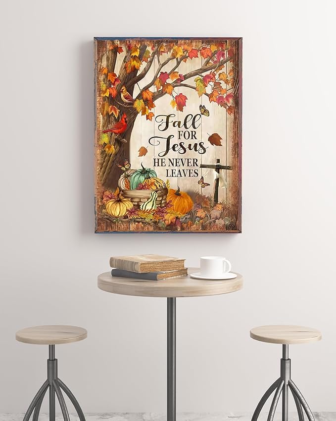 KINPLUB Fall for Jesus Diamond Painting Kits for Adults, Autumn 5D Diamond Art Kits, DIY Paint with Diamonds Kit, Full Drill Round Dots Gem Art for Home Wall Decor 12 x 16 Inch
