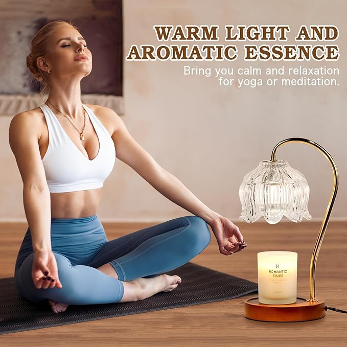 Funistree White Clear Candle Warmer Lamp with Timer Dimmer, Flower Candle lamp Warmer, 2 Bulbs, Wax Melter Warmer for Jar Scented Candles, Christmas Birthday Gifts Ideas for Women Mom