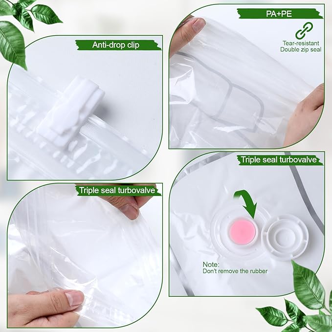 6 Pack Hanging Vacuum Storage Bag, 2 Sizes: 51.2 x 27.6 inch & 43.3 x 27.6 inch Hanging Vacuum Sealer Storage Space Saver Bags, Reusable Space Saver Bags, for Suits, Dress, Jackets, Clear