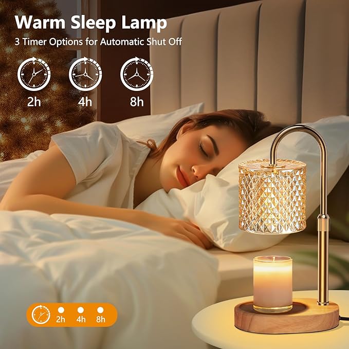 seenlast Electric Candle Lamp Warmer with Timer Dimmer Adjustable Height,Gifts for Women and Men,Vintage Home Decor