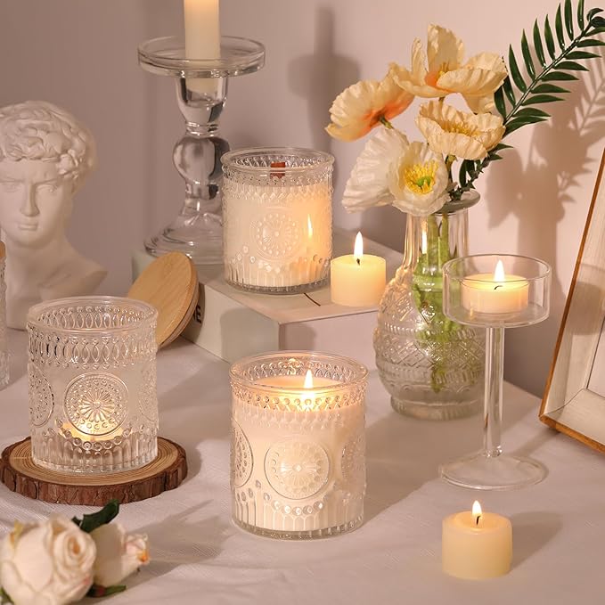 DARJEN 10 Pack Clear Candle Jars for Making Candles- 7.5 OZ Empty Glass Candle Making Jars with Bamboo Lids and Labels, Candle Making Supplies Candle Containers for Home DIY