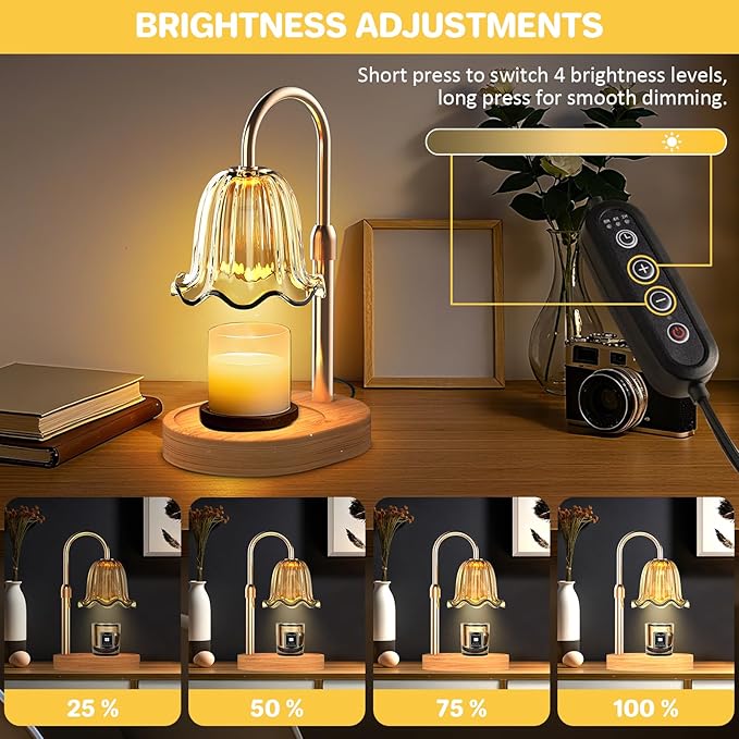 PHILORN Candle Warmer Lamp with Timer Dimmable, Adjustable Electric Candle Light Warmer for Wax Jar, Birthday Gifts for Women, Mum, House Warming Gifts New Home Decor with 2 Bulbs (US)