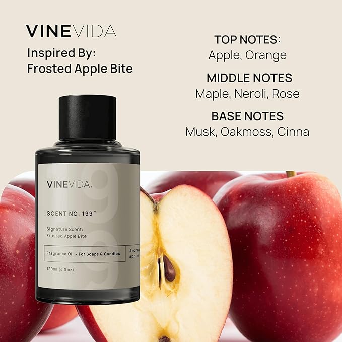 VINEVIDA [4 oz] Scent Frosted Apple Bite; Fragrance Oil for Candle Making and Soap Making - Winter & Holiday Oils