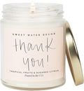 Sweet Water Decor Thank You Candle | Tropical Fruit and Sugared Orange, Summer Scented Soy Wax Candle for Home | 9oz Clear Jar, 40 Hour Burn Time, Made in The USA