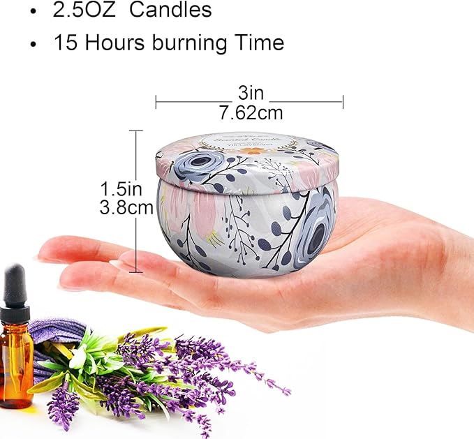 36 Packs Scented Candles Gift Set, Fragrances Candle for Women, 2.5 OZ Portable Jar Candle for for Spa, Yoga, Bath, Aromatherapy, Stress Relief, Floral Pattern