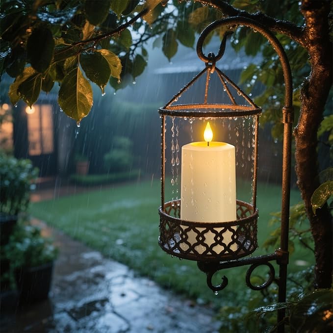 PChero Rechargeable Flameless Candles with Remote Timer, 4 Packs 5.1" x 2.7" Outdoor Waterproof Battery Operated LED Flickering Electric Fake Pillar Candles for Lanterns Porch Patio Decor
