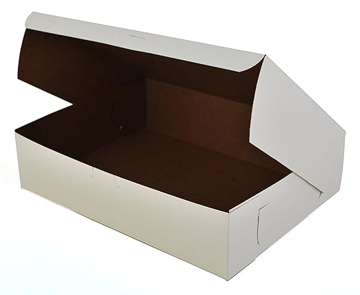 Southern Champion Tray 0983 Premium Clay Coated Kraft Paperboard White Non-Window Lock Corner Bakery Box, 12" Length x 9" Width x 3" Height (Case of 200)