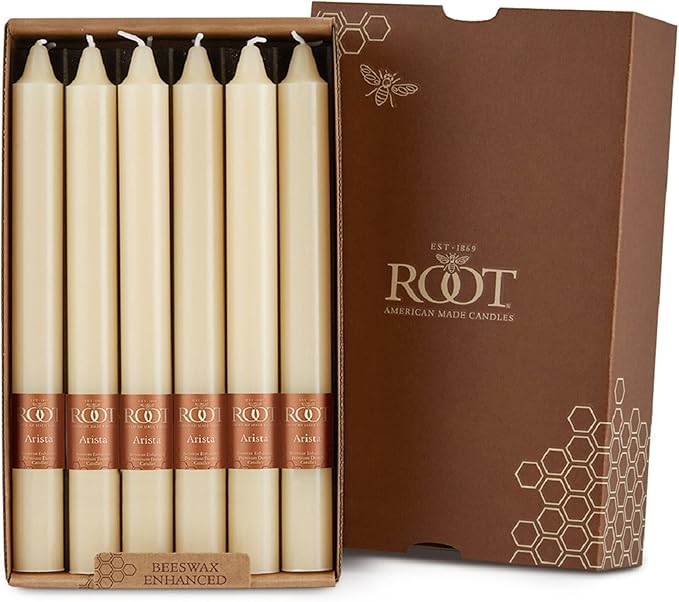 Root Candles Unscented Dinner Candles Premium Beeswax Blend Boxed Candle Set, 9-Inch, Dusty Rose, 12-Count