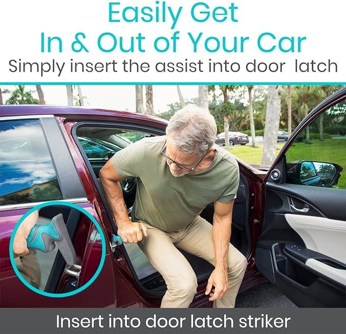 Vive Car Handle Assist for Elderly - Scratch Proof Latch - Auto Grab Bar Cane Support Aid - Standing Mobility Safety Tip to Help Get Out - Portable Assistive Device for Seniors, Handicapped