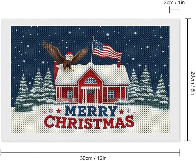 AIVKIEJK Diamond Painting Kits for Adults - American Red House, Snowflakes, Merry Christmas Painting DIY 5D Full Drill Diamond Dots Paintings with Diamonds Gem Art and Crafts Home Decor 8"x12"