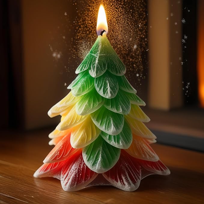 3D Christmas Tree Silicone Candle Soap Epoxy Resin Wax Mold Silicone Shapes Christmas Trees Mold for Candle Resin Soap Craft Cake Chocolate Making Kit Christmas Gift (Leaf Christmas Tree)