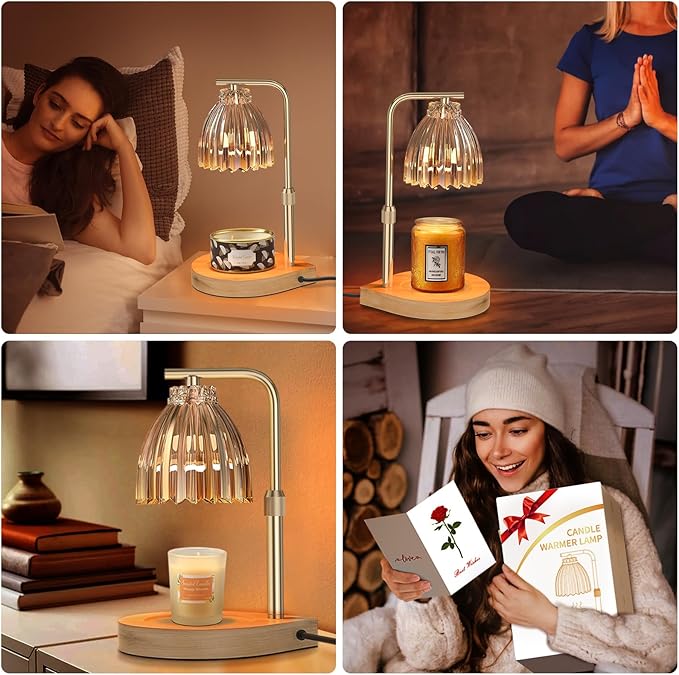 Birthday Gifts for Women Candle Warmer Lamp with Adjustable Height, Timer & Dimmer, Birthday Gifts for Women, Elegant Gift Box & Greeting Card, Candle Lamp with 2 Bulbs for Home Decor/Bedroom/Office