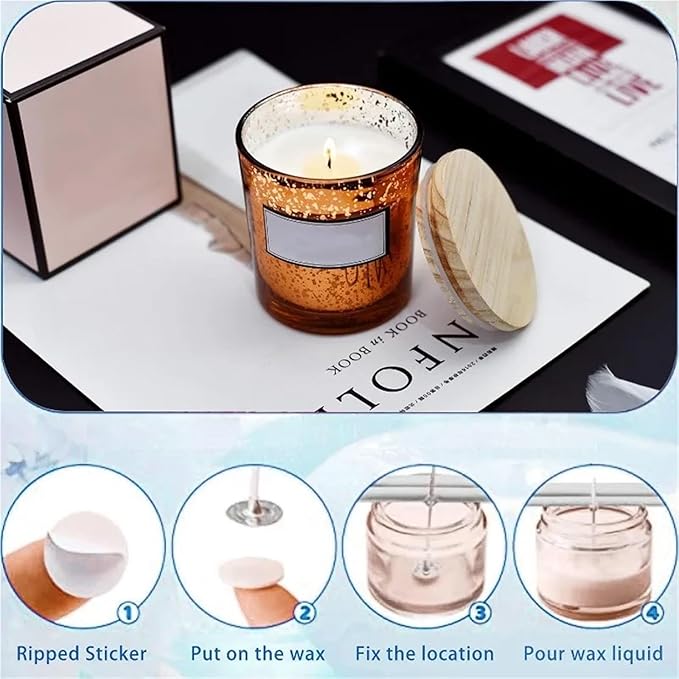 Wick Stickers 1000-Pack Industrial-Grade Heat-Resistant Double-Sided Tape for Candle Wick Adhesion