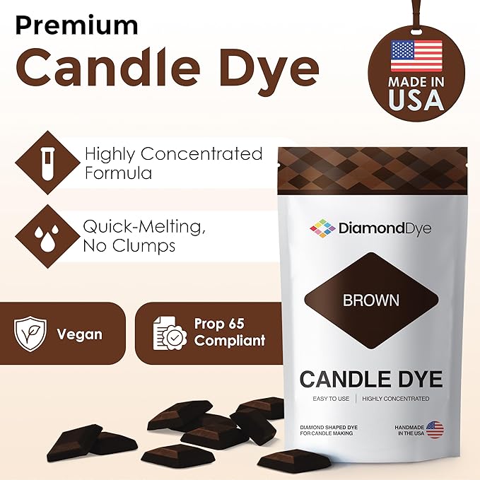 Brown Candle Dye - Made in The USA - Premium Colorants - Highly Concentrated - Popular Colors for Paraffin or Soy Wax - Great for Professionals or Hobbyist - 50 Dye Chips