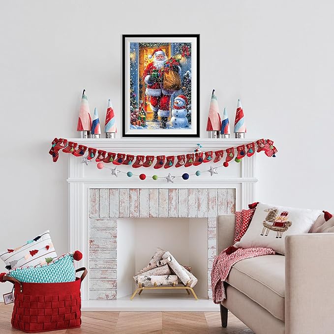 Santa Claus Diamond Painting Kits for Adults, Christmas 5D Diamond Art Kits for Adults Beginners, DIY Full Drill Gem Art Diamonds Painting Pictures Crafts Kit for Home Wall Decor 12x16inch