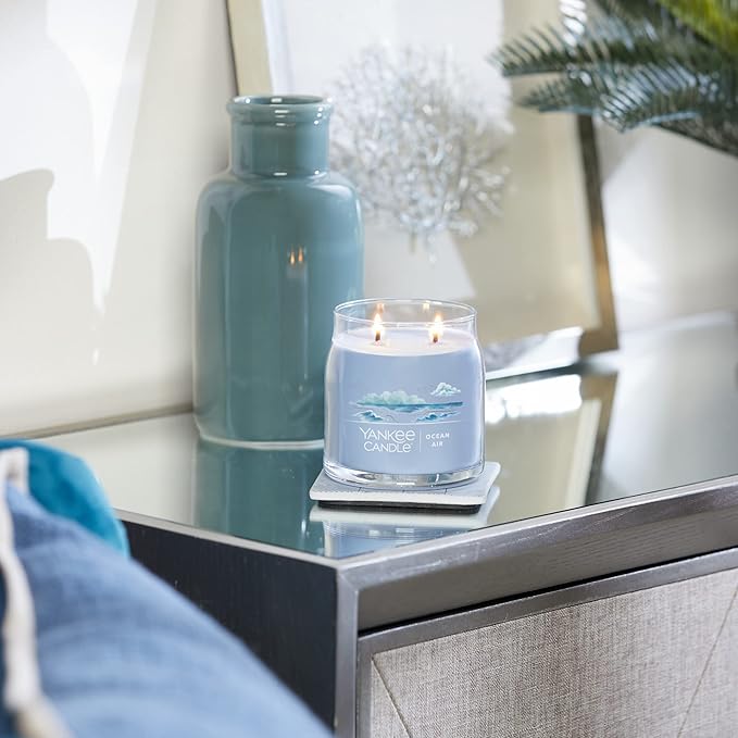 Yankee Candle Ocean Air Scented Signature 13oz Medium Jar 2-Wick Candle Over 35 Hours of Burn Time